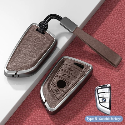 Series 3 Series 7 Series 1 | Car key bag - model-b-blade-smart-4-button-unstandard-mocha-brown-hand-strap-buckle-single-shell
