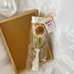 成品创意编织手工ins花袋向日葵毛线花束仿真花教师节礼物送礼