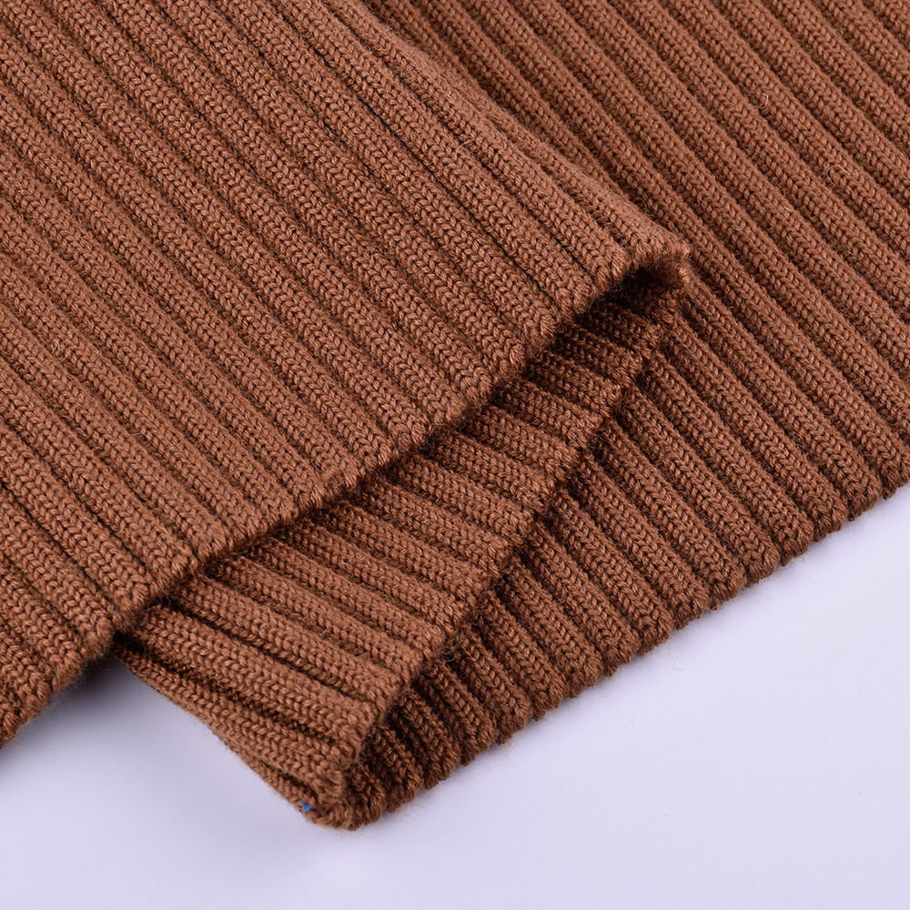 工厂定制100%羊毛横机罗纹袖口下脚毛呢大衣螺纹面料工厂