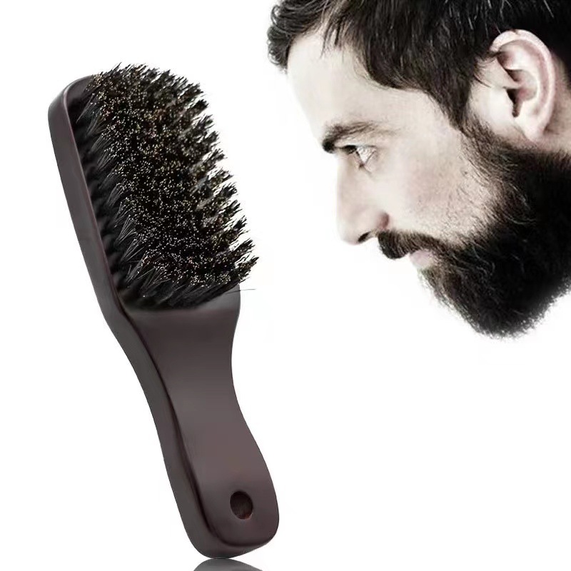 Barbería hogar de doble uso cepillo de barba cuidado de la barba de los hombres cepillo de barba de madera cepillo de forma de barba europeo y americano