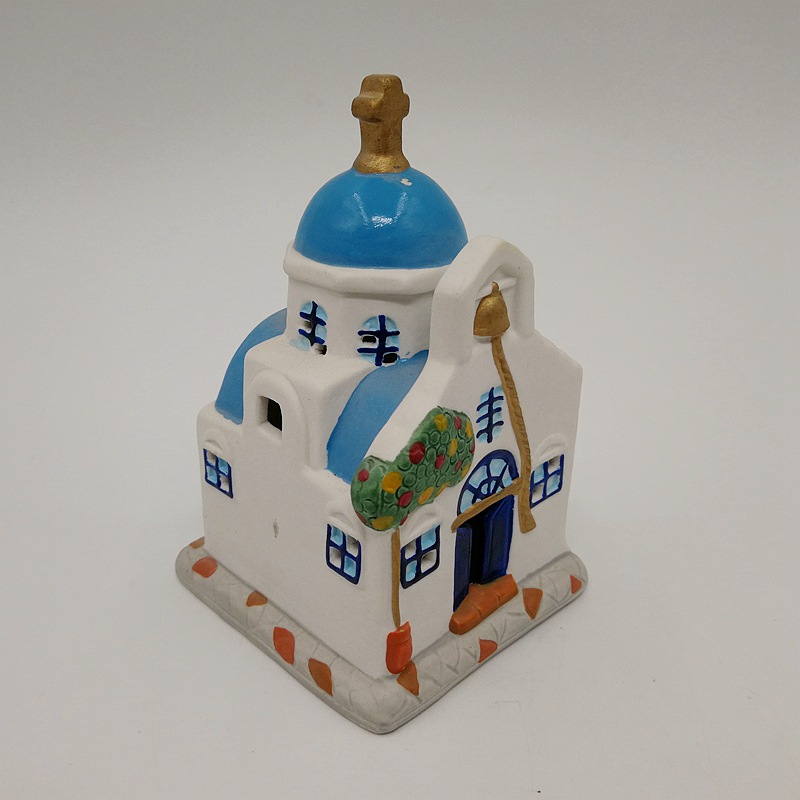 Navidad casa de pan de jengibre LED iluminación cerámica artesanía feliz pueblo villa pequeña decoración decoración interior del hogar