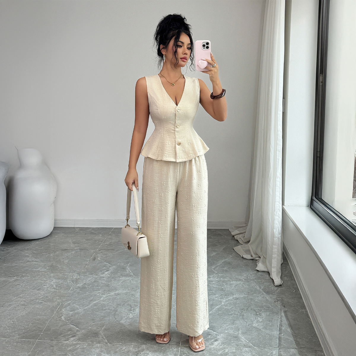 Women's Slim Fit Denim Style Suit Commuter Solid Color Spring Summer Collection Stay Stylish And Comfortable_ecoleips.com