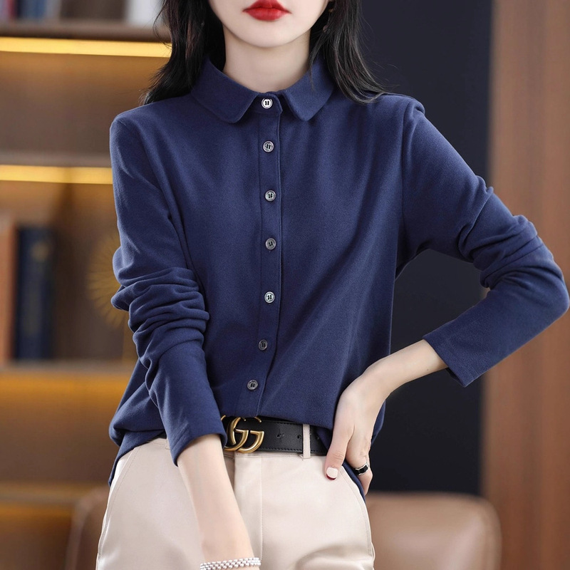 Thickened Double-Sided German Velvet Shirt for Women in Autumn and Winter Brushed Fashion Design Niche Fleece-Lined Warm Base Cardigan Shirt