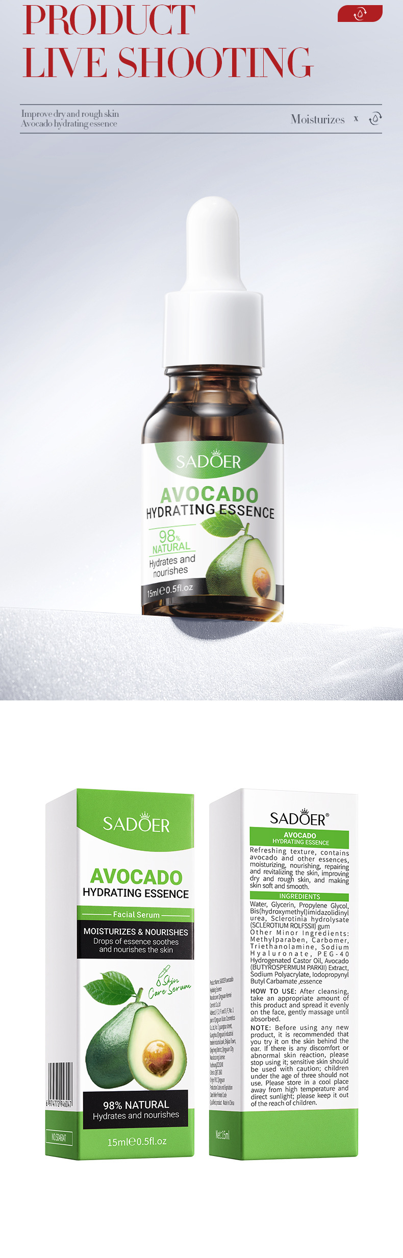 SADOER All English Fruit Flavor essence Liquid Moisturizes and refines pores to improve acne marks_voghion.com