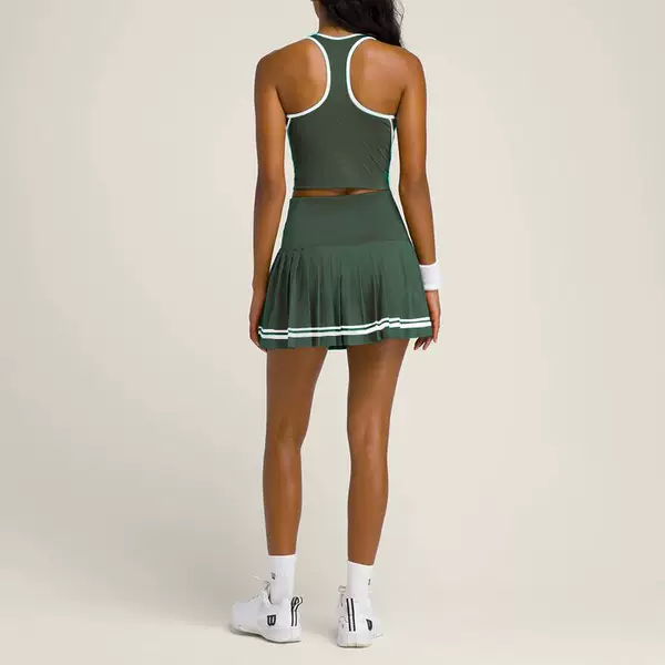 Cross-Border Spring and Summer New Tennis Wear for Women with Chest Pads, High-Elastic Sports Vest, High-Waisted Anti-Exposure Tennis Skirt, Fitness Wear