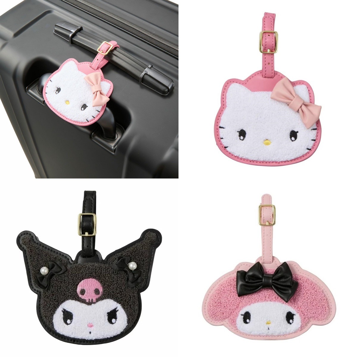 Japón lindos dibujos animados mariposa Kitty etiqueta de equipaje bolsos bordados de peluche decoración colgante de embarque a prueba de pérdida lista