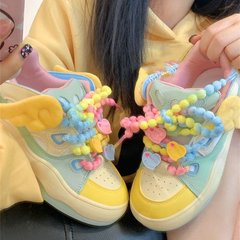 爆改可爱kt猫面包鞋女春新款小众红灰蓝绿休闲学生鞋时尚百搭板鞋