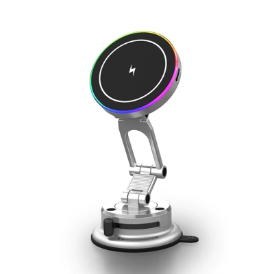 15W wireless charging car magnetic Car phone holder - b90w-n52-wireless-charger-silver-source-factory-supports-online-video-factory-inspection