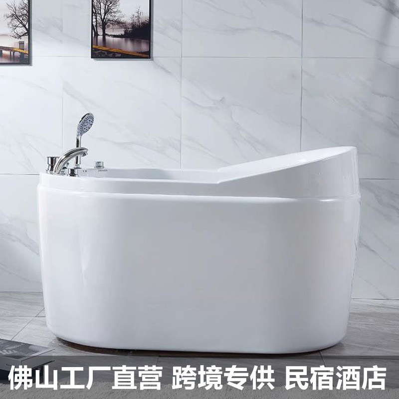 Household Small Apartment Bathtub Deep Soaking Children Oval Freestanding Bathroom Tub Acrylic Bathtub with Seat