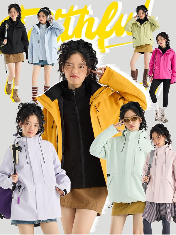 2025新款春秋户外三合一冲锋衣男女同款防风防水可拆卸情侣登山服|undefined