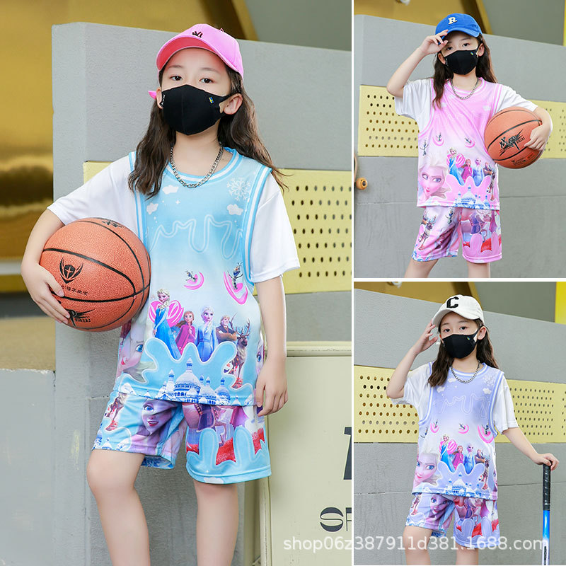 Children's Basketball Suit Girls' Summer Quick-drying Jersey Class Uniform for Children's Games Student Training Team Uniform