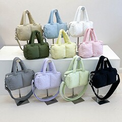 跨境新款女士简约大容量棉服托特包柔软云朵单肩包洋气百搭手提包
