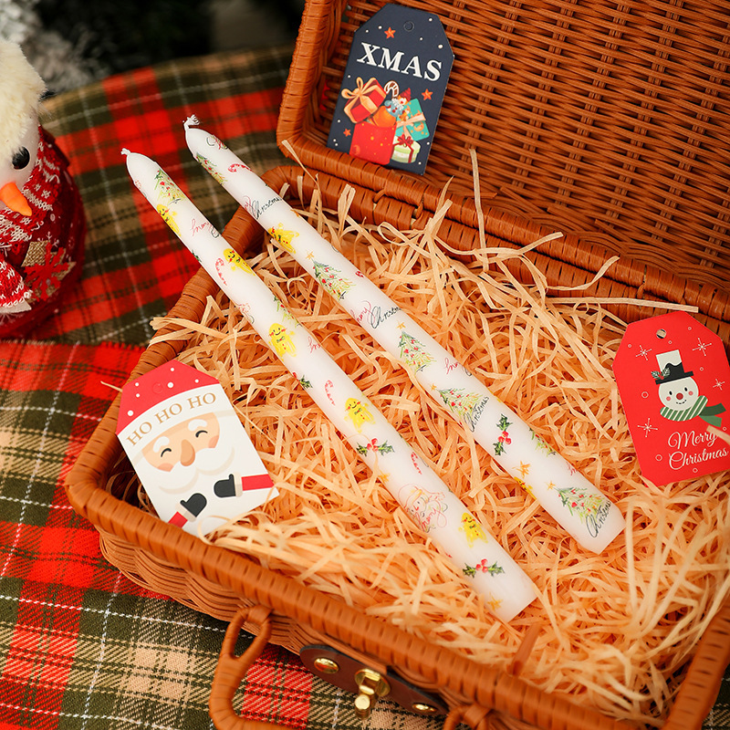 クリスマス香りキャンドルヨーロッパプリントロングロッドワックス漫画かわいい雰囲気の装飾品ホーム撮影装飾|undefined