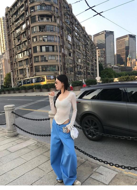 【现货】2025慵懒风松弛感弯刀阔腿裤女夏新款设计感轻薄百搭休闲|undefined