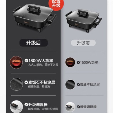 美的DY3030Easy101電気鍋 家庭用 韓国風 多機能 電気鍋 ノンスティック 電気鍋 6リットル|undefined