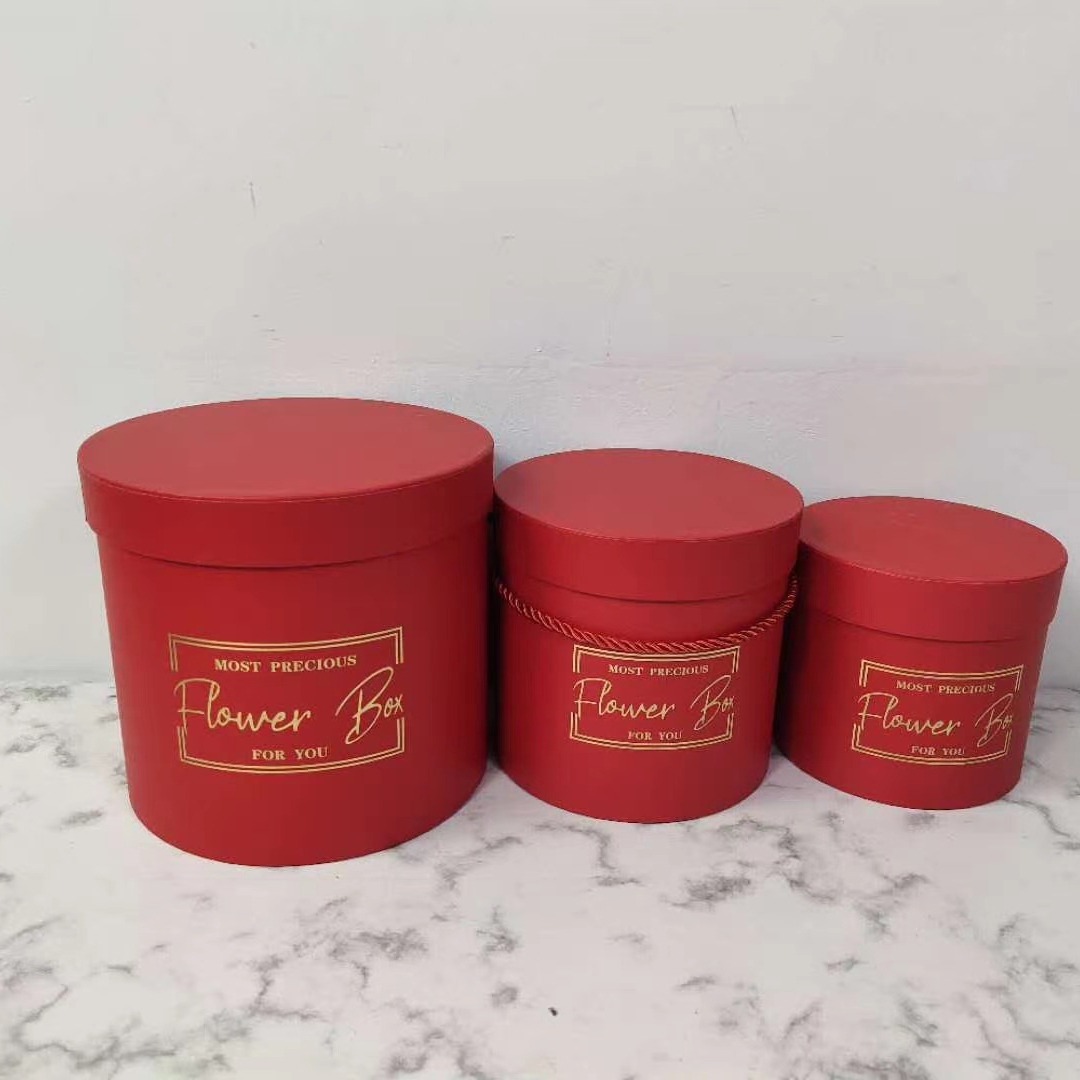 新款圆形抱抱桶三件套高档鲜花礼物盒生日圣诞节包装礼盒现货批发