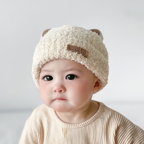 Baby Hat Winter Korean Style Unisex Kids Infant Plush Hat Knitted Warm Ear Protection Autumn/Winter Knit Hat for Children