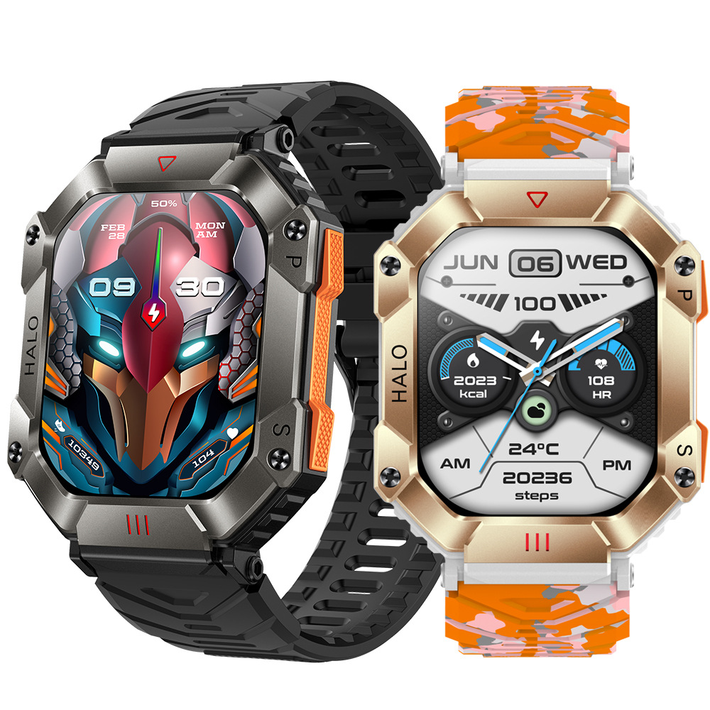 KR80 Compass Altitude Air Pressure Multi-exercise Heart Rate Blood Oxygen Men's Outdoor Three-proof Smart Phone Watch