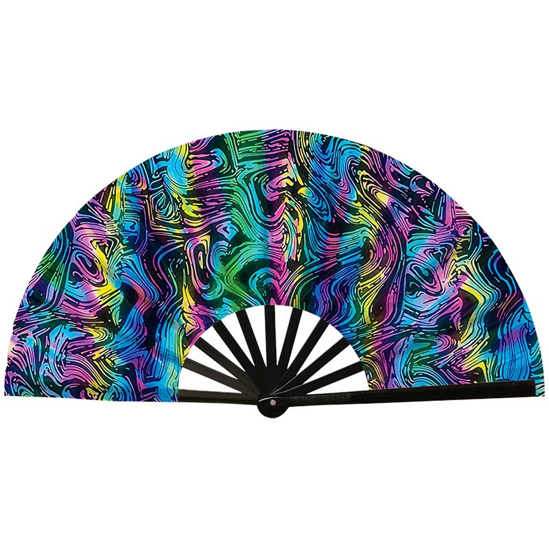 Abanico Plegable de Kung Fu de Plástico, Colorido, para Conciertos y Fiestas