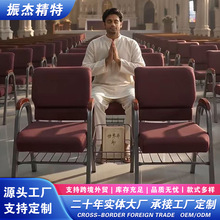 教堂椅加厚布艺软包靠背椅礼堂椅酒店会议培训椅剧院座椅跨境外贸