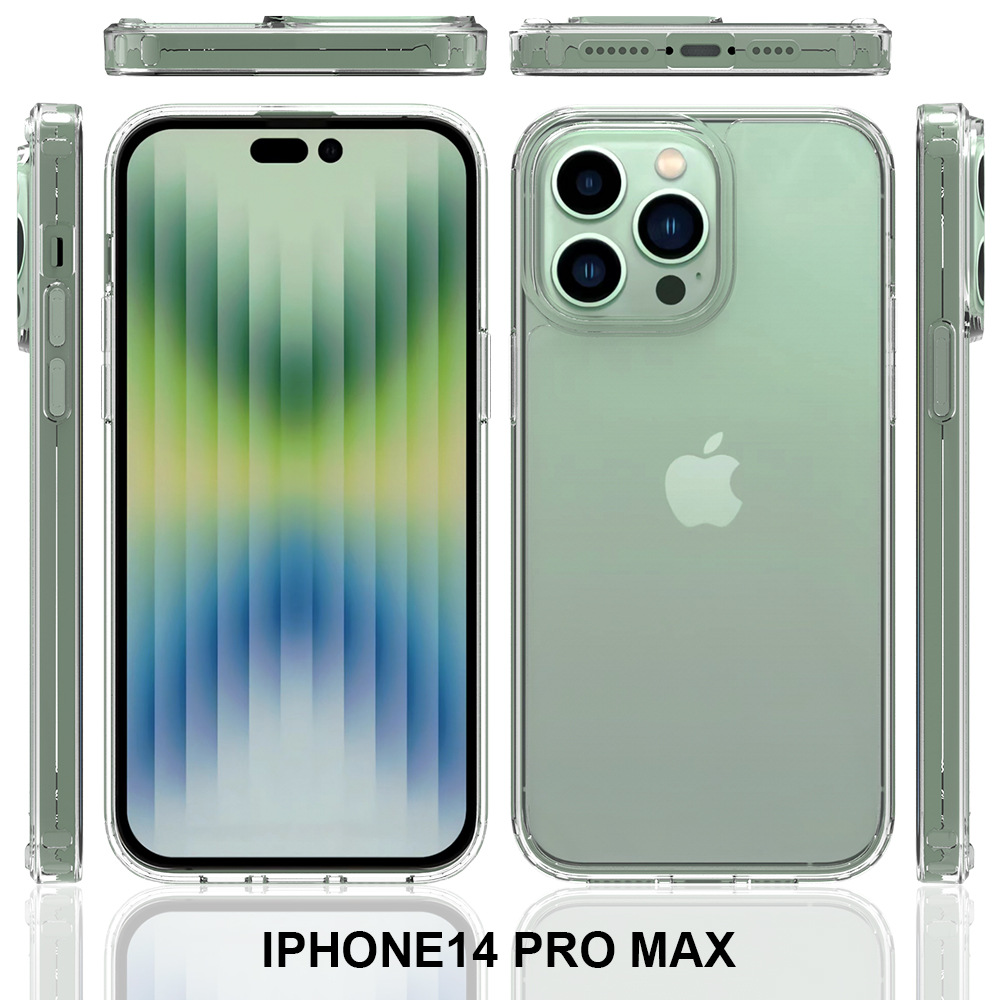 新款适用苹果14pro max手机壳 透明防摔TPU+PC保护套iPhone硬壳