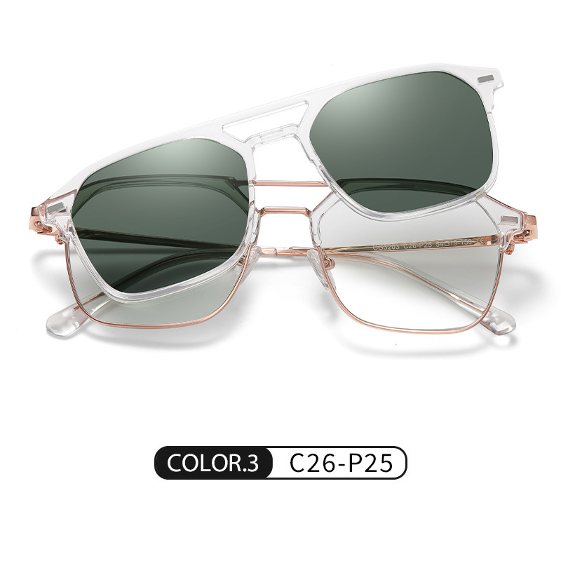 Las nuevas gafas de sol polarizadas magnéticas CG3203 se pueden equipar con gafas anti-luz azul de miopía, gafas de sol de montura cuadrada de doble viga de moda