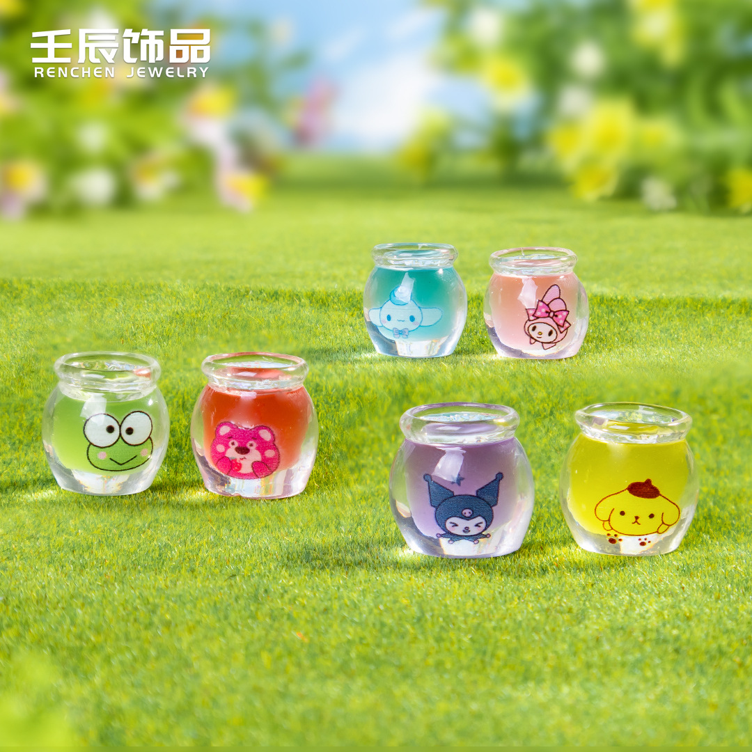 Cartoon Mini Honey Pot Luminous Sanrio Stereo Accessories Handmade Cream Glue Accessories Resin DIY Jewelry Hairpin
