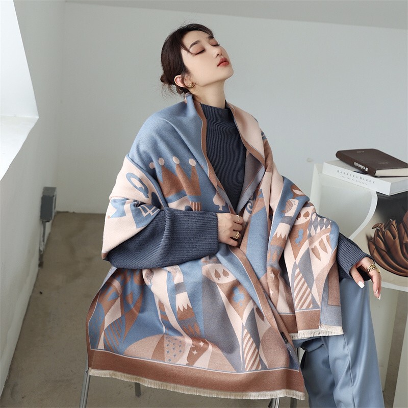 Imitation Cashmere Warm Outerwear Cape, Trendy Winter Thick Scarf for Women, Versatile High-End Wool Double-Sided Shawl