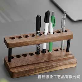 桌面复古木质笔筒办公文具签字笔收纳笔座木质手机支架笔架茶具架