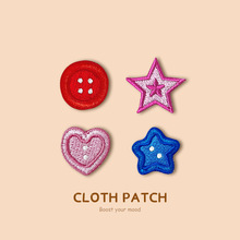 DIY可爱卡通圆形刺绣布贴服装补丁贴星心形包包电脑绣花标熨烫