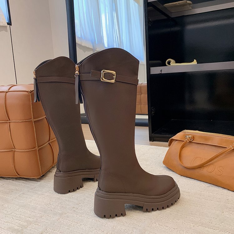长靴女2025年新款秋冬季靴子女时尚长筒靴v口显瘦骑士靴