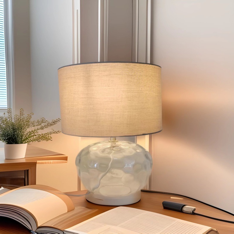 Lámpara Xilai, lámpara de habitación de vidrio minimalista moderna, decoración de escritorio de dormitorio, luz nocturna