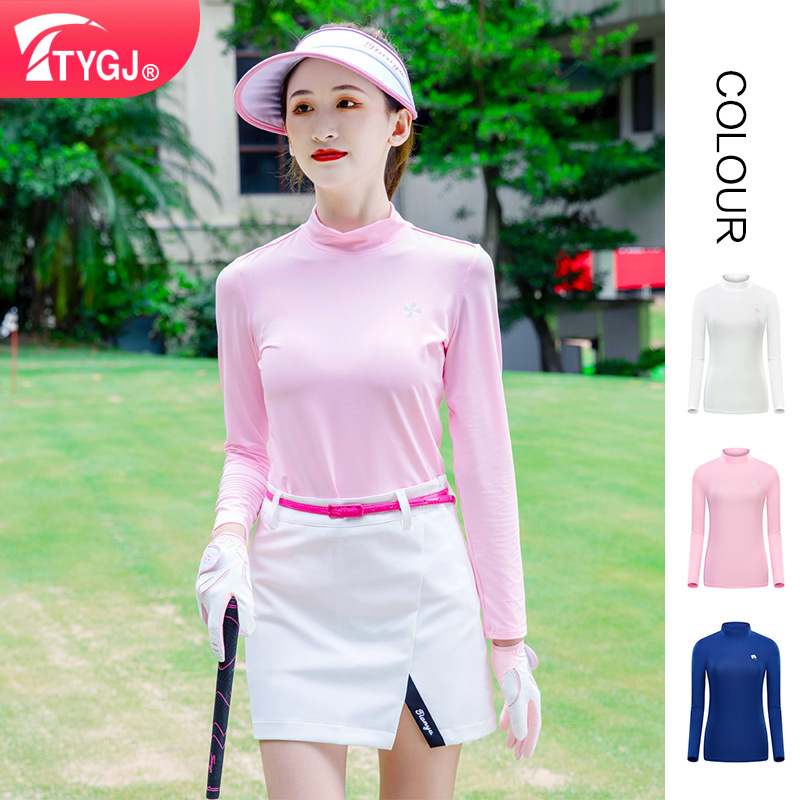 Autumn and Winter Golf Clothing Women's Long-Sleeved T-Shirt Golf Uniform High-Neck Elastic Bottoming Shirt Sports Top