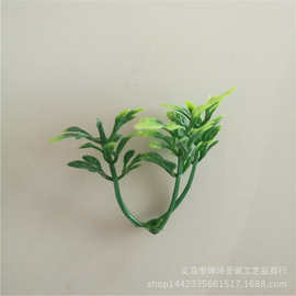 厂家供应仿真植物 4.5厘米三叉塑料水草 盆景盆栽装饰小草配件