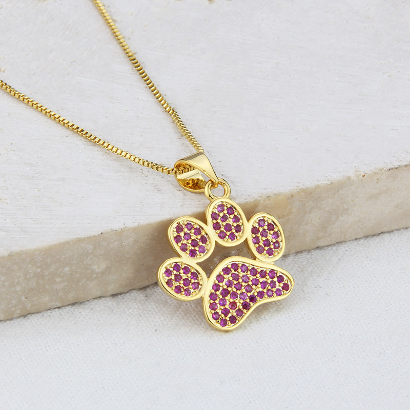 Korean Style Ins Zircon Catu0027s Paw Necklace Europe and America Cross Border Simple Niche Design C