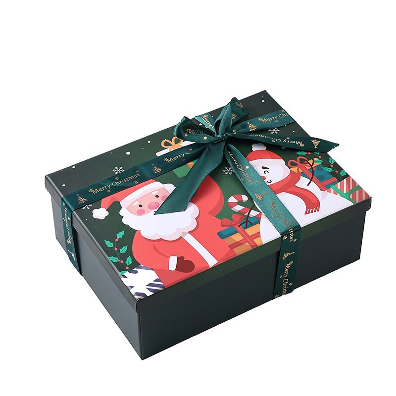 Caja de regalo de Navidad color rojo impresión Santa Claus tapa caja de regalo bufanda de Navidad guantes caja de embalaje image 17
