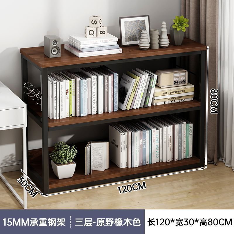 Estante de libros de piso integrado contra la pared hogar multicapa hierro forjado libro de dibujo estante de almacenamiento gabinete de oficina