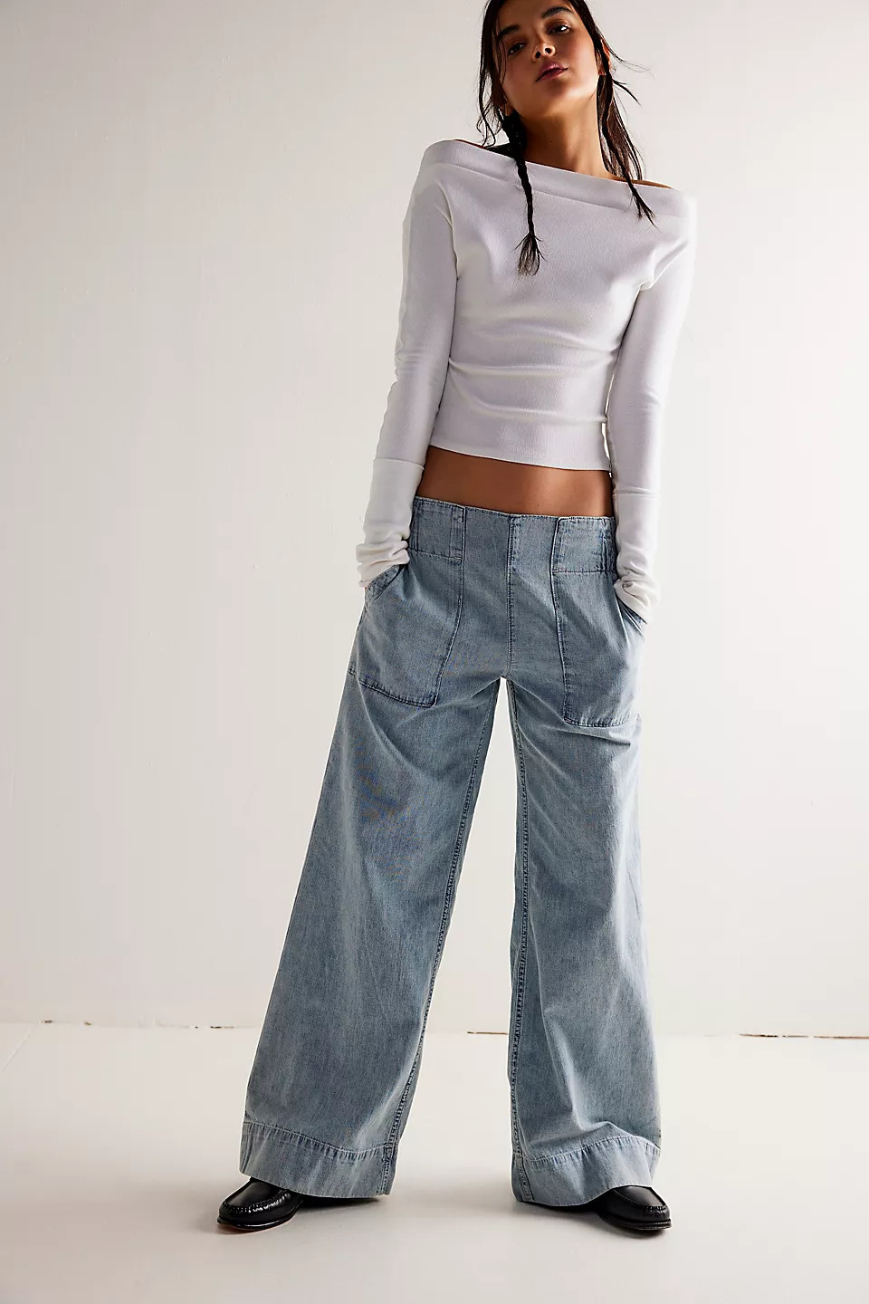 SC European And American Women's Fashion Stylish Low-waist Non-stretch Denim Pants, Trendy Loose Slimming Elastic Waist_ecoleips.com