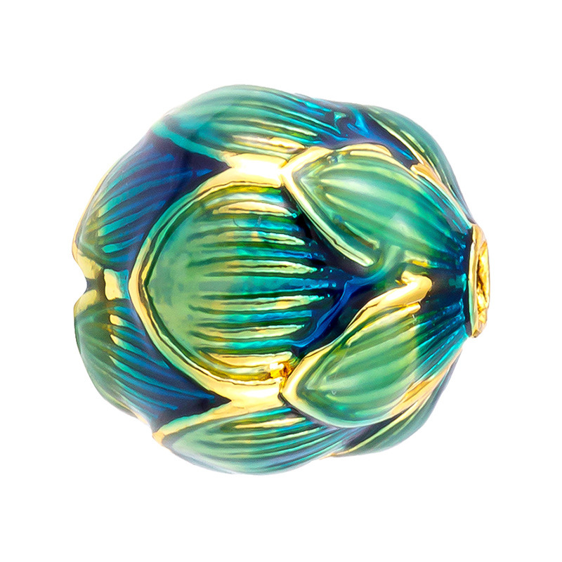 Antiguo método oro goteando aceite azul quemado colgante cuentas Dios de la riqueza atrapador de sueños flor cuentas de tambor accesorios de bricolaje joyería de transferencia