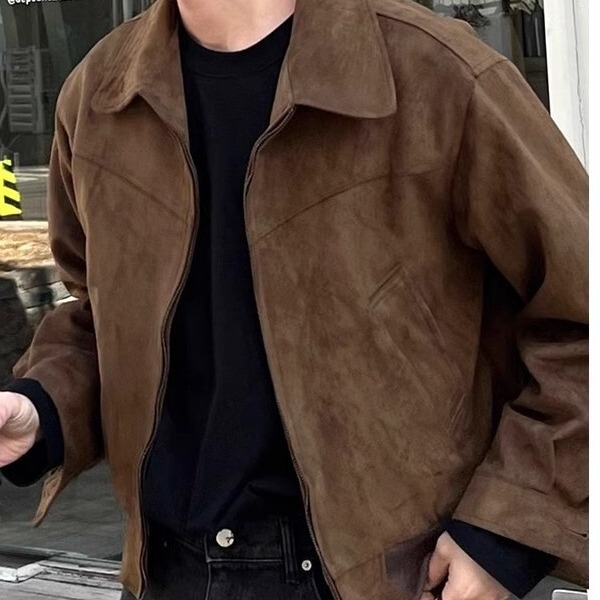 Maillard wear American Retro brown brown suede jacket men's spring and autumn vintage short flight jacket Maillard wear American Retro brown brown suede jacket men's spring and autumn vintage short flight jacket