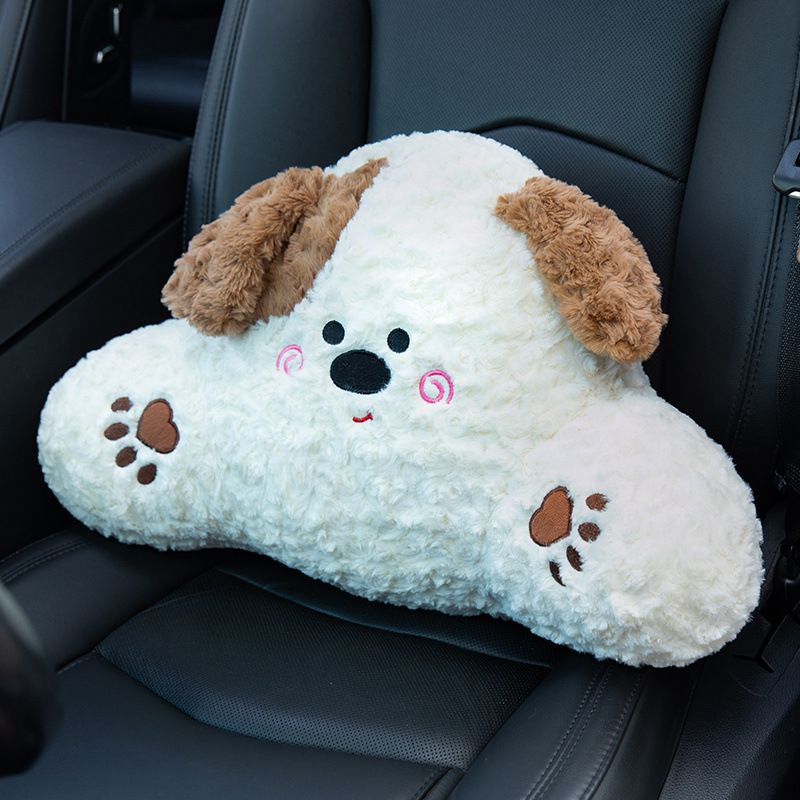 Invierno lindos cojines de asiento para automóviles cojines de respaldo de cintura cojines de peluche integrados cojines de asiento de cojín interior