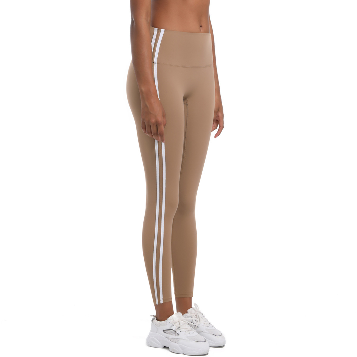 210g Weight Sleeveless Sleeve Length Nylon Fabric Type Short Top Length Leggings Pants Type Running, Sports Occasion Collarless Neckline Stripe Pattern Side Stripe Design Fitness, Sport Style Style Fitness Sport Style Stripe Nylon Collarless Side Stripe Active Bottoms Leggings 46