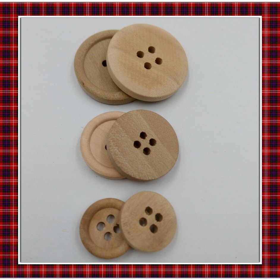 Botones de madera de borde fino de madera DIY artesanías decorativas tamaño botones mezclados
