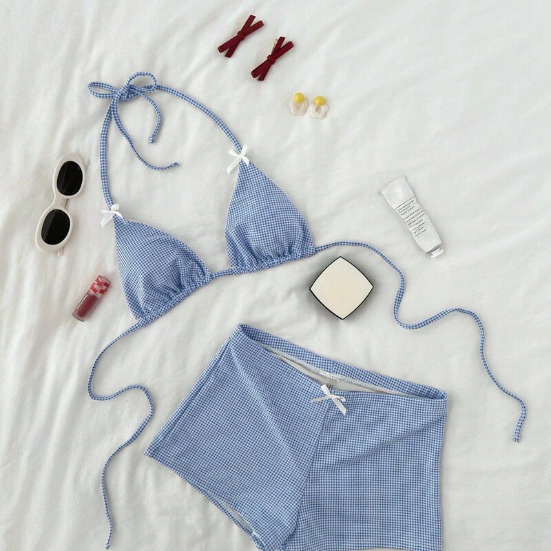 European and American Foreign Trade Bow Bikini Set Sexy High Waist Boxer Shorts Swimsuit Women's Swimwear Manufacturer Wholesale