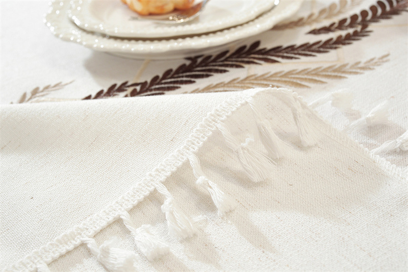 Tovaglia rettangolare da tavolino da caffè con nappe ricamate a foglie e fiori, spedizione diretta dal produttore._voghion.com