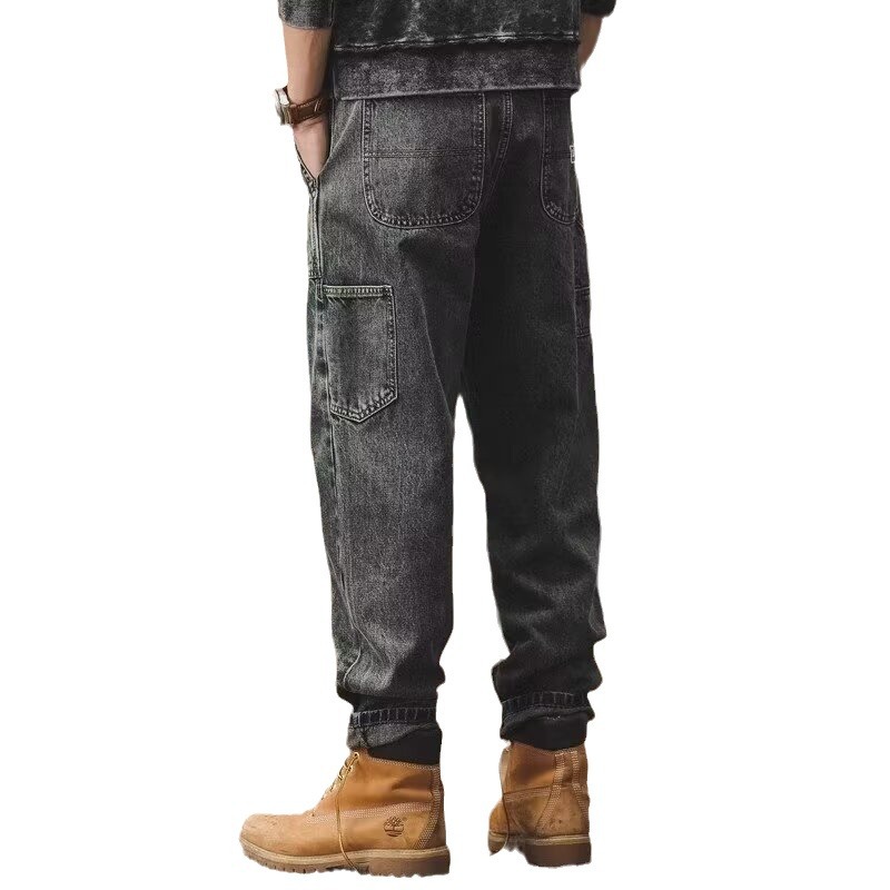 Estilo de Hong Kong hombres de moda verano nuevo estilo 2024 personalidad alfabeto jeans hip-hop ins marea calle alta tendencia pantalones guapos