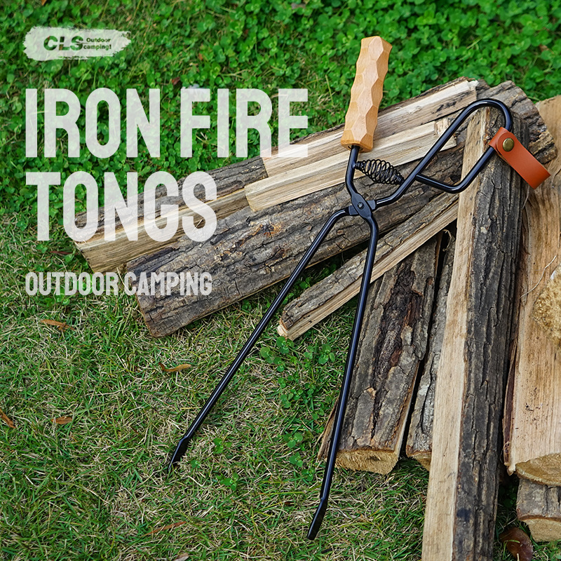 Cls Outdoor Carbon Clamp Camping Style Fire Tongs Barbecue Carbon Clamp Picnic Campfire Barbecue Iron Clamp Camping Style Wood Stove Clamp
