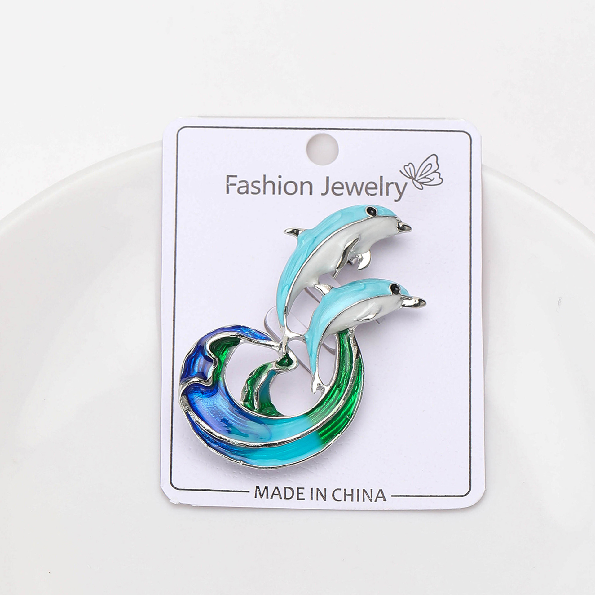 16g Weight Corsage, Brooches Classification Daily, Street Occasion Cute Korean Style Pin Cartoon Dolphin Alloy Enamel Unisex Corsage Brooches