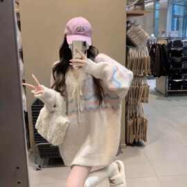 v领套头毛衣女春冬宽松外穿设计感慵懒温柔软糯学院风针织衫上衣