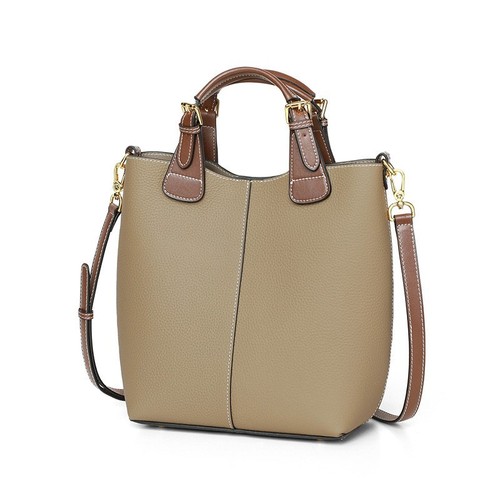 Genuine leather women's bag bucket bag  new trendy crossbody large capacity bag fashionable shoulder tote commuter handbag